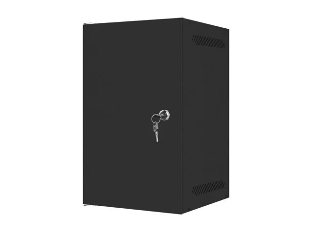 RACKOVÁ SKŘÍŇ 10" PRO MONTÁŽ NA STĚNU 9U/280X310 PRO VLASTNÍ MONTÁŽ S KOVOVÝMI DVEŘMI ČERNÁ  (PLOCHÉ BALENÍ)