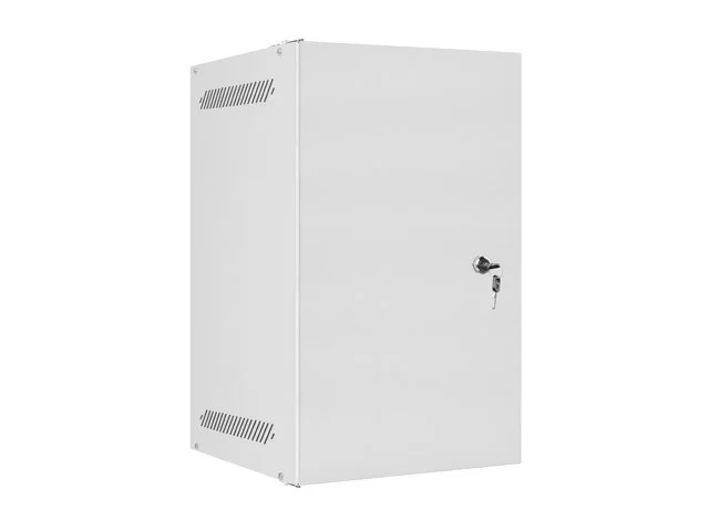 RACKOVÁ SKŘÍŇ 10" PRO MONTÁŽ NA STĚNU 9U/280X310 PRO VLASTNÍ MONTÁŽ S KOVOVÝMI DVEŘMI ŠEDÁ  (PLOCHÉ BALENÍ)