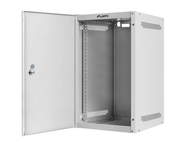 RACKOVÁ SKŘÍŇ 10" PRO MONTÁŽ NA STĚNU 9U/280X310 PRO VLASTNÍ MONTÁŽ S KOVOVÝMI DVEŘMI ŠEDÁ  (PLOCHÉ BALENÍ)