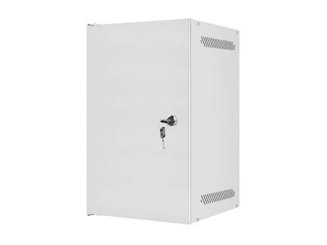 RACKOVÁ SKŘÍŇ 10" PRO MONTÁŽ NA STĚNU 9U/280X310 PRO VLASTNÍ MONTÁŽ S KOVOVÝMI DVEŘMI ŠEDÁ  (PLOCHÉ BALENÍ)