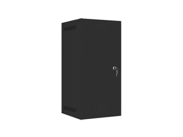 RACKOVÁ SKŘÍŇ 10" NÁSTĚNNÁ 12U/280X310 PRO VLASTNÍ MONTÁŽ S KOVOVÝMI DVEŘMI ČERNÁ  (PLOCHÉ BALENÍ)