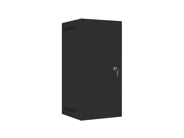 RACKOVÁ SKŘÍŇ 10" NÁSTĚNNÁ 12U/280X310 PRO VLASTNÍ MONTÁŽ S KOVOVÝMI DVEŘMI ČERNÁ  (PLOCHÉ BALENÍ)