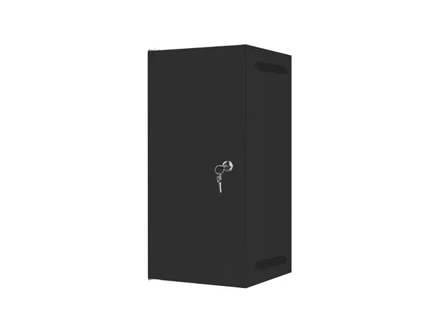 RACKOVÁ SKŘÍŇ 10" NÁSTĚNNÁ 12U/280X310 PRO VLASTNÍ MONTÁŽ S KOVOVÝMI DVEŘMI ČERNÁ  (PLOCHÉ BALENÍ)