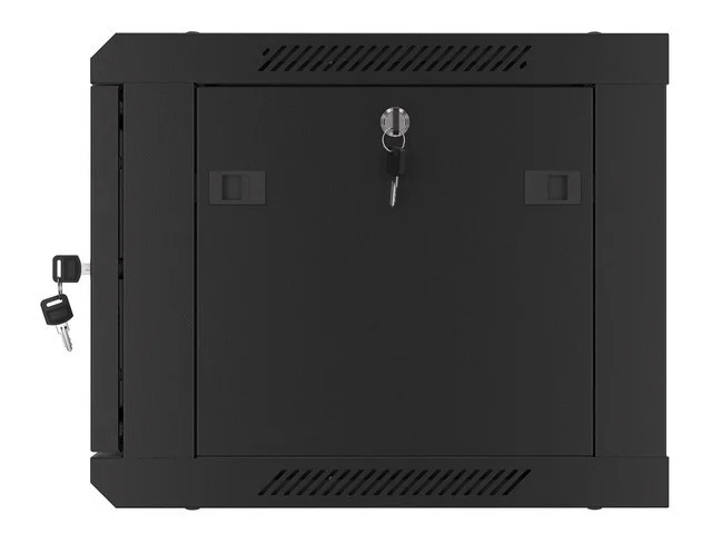 RACKOVÁ SKŘÍŇ 19" PRO MONTÁŽ NA STĚNU 6U/600X450 PRO VLASTNÍ MONTÁŽ S KOVOVÝMI DVEŘMI ČERNÁ  (PLOCHÉ BALENÍ)