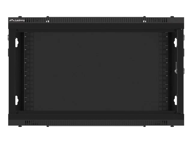 RACKOVÁ SKŘÍŇ 19" PRO MONTÁŽ NA STĚNU 6U/600X450 PRO VLASTNÍ MONTÁŽ S KOVOVÝMI DVEŘMI ČERNÁ  (PLOCHÉ BALENÍ)