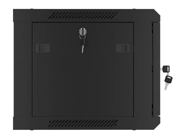 RACKOVÁ SKŘÍŇ 19" PRO MONTÁŽ NA STĚNU 6U/600X450 PRO VLASTNÍ MONTÁŽ S KOVOVÝMI DVEŘMI ČERNÁ  (PLOCHÉ BALENÍ)