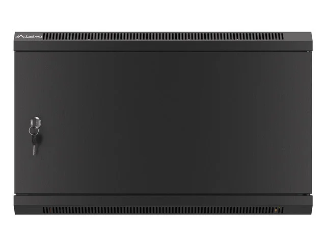 RACKOVÁ SKŘÍŇ 19" PRO MONTÁŽ NA STĚNU 6U/600X450 PRO VLASTNÍ MONTÁŽ S KOVOVÝMI DVEŘMI ČERNÁ  (PLOCHÉ BALENÍ)