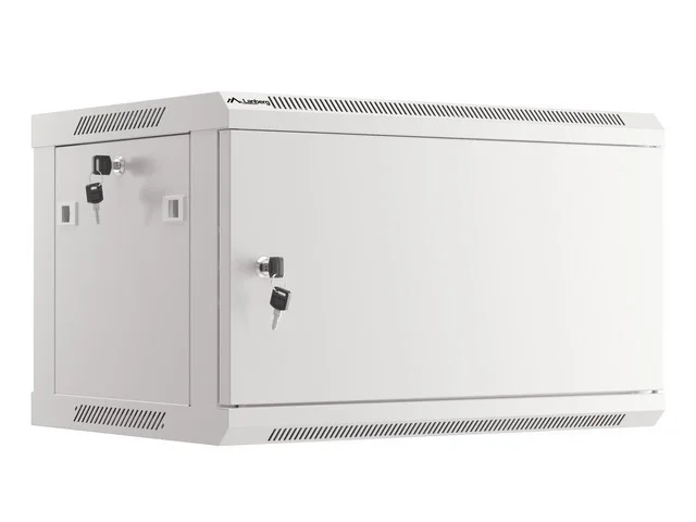 RACKOVÁ SKŘÍŇ 19" PRO MONTÁŽ NA STĚNU 6U/600X450 PRO VLASTNÍ MONTÁŽ S KOVOVÝMI DVEŘMI ŠEDÁ  (PLOCHÉ BALENÍ)