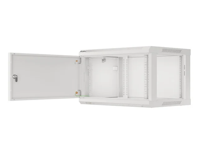 RACKOVÁ SKŘÍŇ 19" PRO MONTÁŽ NA STĚNU 6U/600X450 PRO VLASTNÍ MONTÁŽ S KOVOVÝMI DVEŘMI ŠEDÁ  (PLOCHÉ BALENÍ)