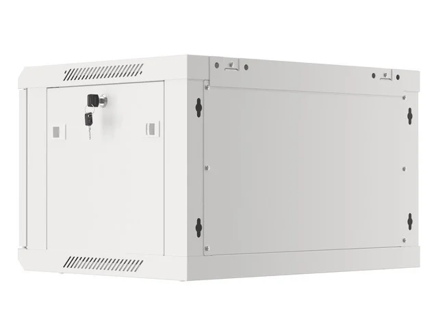 RACKOVÁ SKŘÍŇ 19" PRO MONTÁŽ NA STĚNU 6U/600X450 PRO VLASTNÍ MONTÁŽ S KOVOVÝMI DVEŘMI ŠEDÁ  (PLOCHÉ BALENÍ)