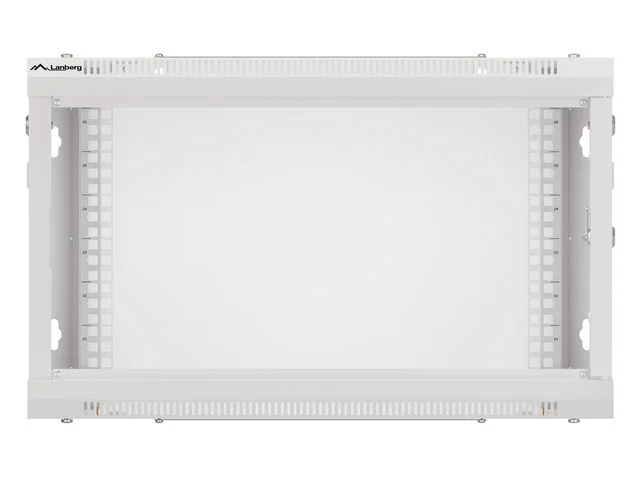 RACKOVÁ SKŘÍŇ 19" PRO MONTÁŽ NA STĚNU 6U/600X450 PRO VLASTNÍ MONTÁŽ S KOVOVÝMI DVEŘMI ŠEDÁ  (PLOCHÉ BALENÍ)