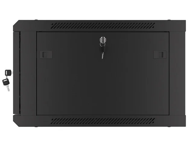 RACKOVÁ SKŘÍŇ 19" PRO MONTÁŽ NA STĚNU 6U/600X600 PRO VLASTNÍ MONTÁŽ S KOVOVÝMI DVEŘMI ČERNÁ  (PLOCHÉ BALENÍ)