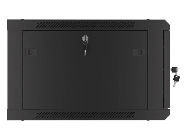 RACKOVÁ SKŘÍŇ 19" PRO MONTÁŽ NA STĚNU 6U/600X600 PRO VLASTNÍ MONTÁŽ S KOVOVÝMI DVEŘMI ČERNÁ  (PLOCHÉ BALENÍ)