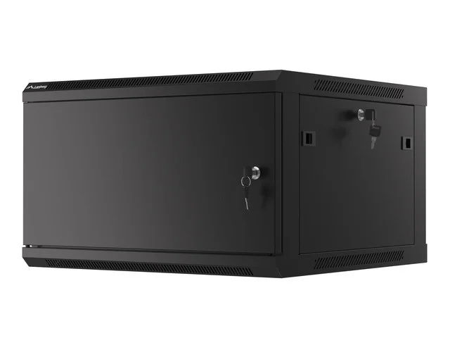 RACKOVÁ SKŘÍŇ 19" PRO MONTÁŽ NA STĚNU 6U/600X600 PRO VLASTNÍ MONTÁŽ S KOVOVÝMI DVEŘMI ČERNÁ  (PLOCHÉ BALENÍ)