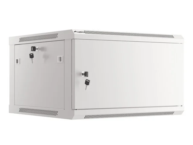 RACKOVÁ SKŘÍŇ 19" PRO MONTÁŽ NA STĚNU 6U/600X600 PRO VLASTNÍ MONTÁŽ S KOVOVÝMI DVEŘMI ŠEDÁ  (PLOCHÉ BALENÍ)
