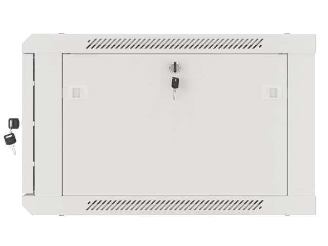 RACKOVÁ SKŘÍŇ 19" PRO MONTÁŽ NA STĚNU 6U/600X600 PRO VLASTNÍ MONTÁŽ S KOVOVÝMI DVEŘMI ŠEDÁ  (PLOCHÉ BALENÍ)