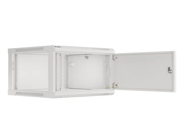 RACKOVÁ SKŘÍŇ 19" PRO MONTÁŽ NA STĚNU 6U/600X600 PRO VLASTNÍ MONTÁŽ S KOVOVÝMI DVEŘMI ŠEDÁ  (PLOCHÉ BALENÍ)
