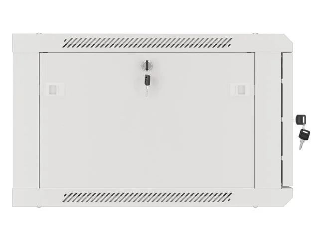 RACKOVÁ SKŘÍŇ 19" PRO MONTÁŽ NA STĚNU 6U/600X600 PRO VLASTNÍ MONTÁŽ S KOVOVÝMI DVEŘMI ŠEDÁ  (PLOCHÉ BALENÍ)