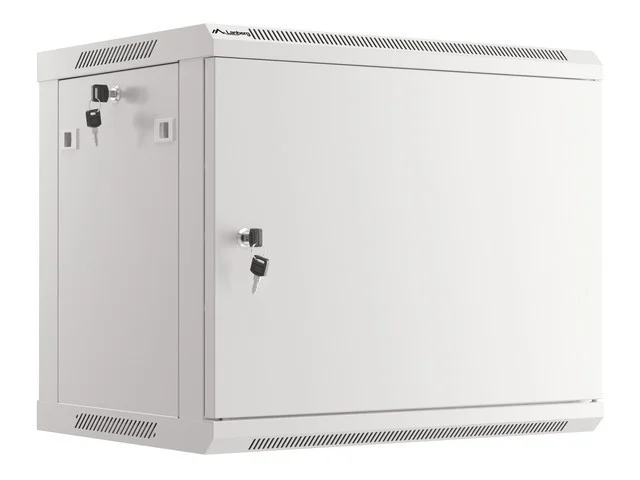 RACKOVÁ SKŘÍŇ 19" PRO MONTÁŽ NA STĚNU 9U/600X450 PRO VLASTNÍ MONTÁŽ S KOVOVÝMI DVEŘMI ŠEDÁ  (PLOCHÉ BALENÍ)
