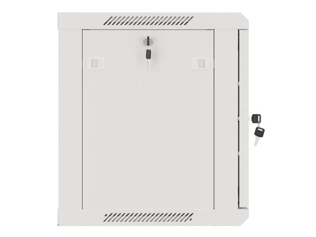 RACKOVÁ SKŘÍŇ 19" PRO MONTÁŽ NA STĚNU 9U/600X450 PRO VLASTNÍ MONTÁŽ S KOVOVÝMI DVEŘMI ŠEDÁ  (PLOCHÉ BALENÍ)