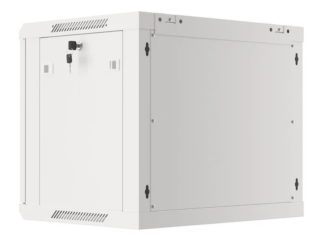 RACKOVÁ SKŘÍŇ 19" PRO MONTÁŽ NA STĚNU 9U/600X450 PRO VLASTNÍ MONTÁŽ S KOVOVÝMI DVEŘMI ŠEDÁ  (PLOCHÉ BALENÍ)