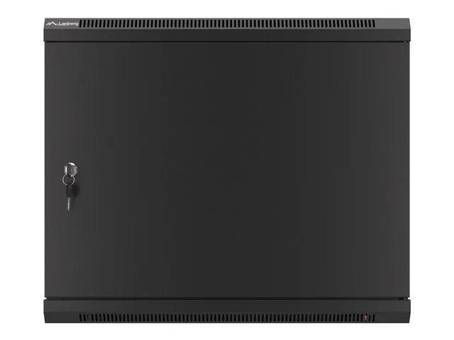 RACKOVÁ SKŘÍŇ 19" PRO MONTÁŽ NA STĚNU 9U/600X600 PRO VLASTNÍ MONTÁŽ S KOVOVÝMI DVEŘMI ČERNÁ  (PLOCHÉ BALENÍ)
