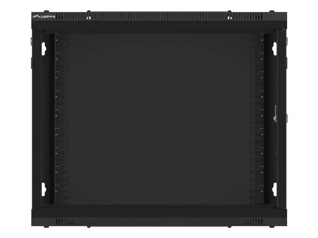RACKOVÁ SKŘÍŇ 19" PRO MONTÁŽ NA STĚNU 9U/600X600 PRO VLASTNÍ MONTÁŽ S KOVOVÝMI DVEŘMI ČERNÁ  (PLOCHÉ BALENÍ)