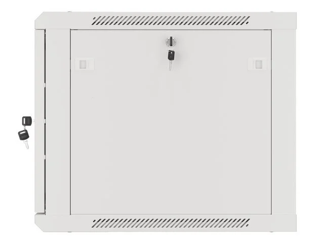 RACKOVÁ SKŘÍŇ 19" PRO MONTÁŽ NA STĚNU 9U/600X600 PRO VLASTNÍ MONTÁŽ S KOVOVÝMI DVEŘMI ŠEDÁ  (PLOCHÉ BALENÍ)