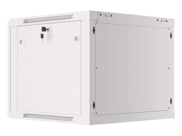 RACKOVÁ SKŘÍŇ 19" PRO MONTÁŽ NA STĚNU 9U/600X600 PRO VLASTNÍ MONTÁŽ S KOVOVÝMI DVEŘMI ŠEDÁ  (PLOCHÉ BALENÍ)