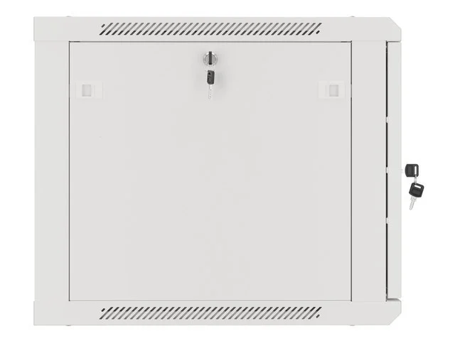 RACKOVÁ SKŘÍŇ 19" PRO MONTÁŽ NA STĚNU 9U/600X600 PRO VLASTNÍ MONTÁŽ S KOVOVÝMI DVEŘMI ŠEDÁ  (PLOCHÉ BALENÍ)