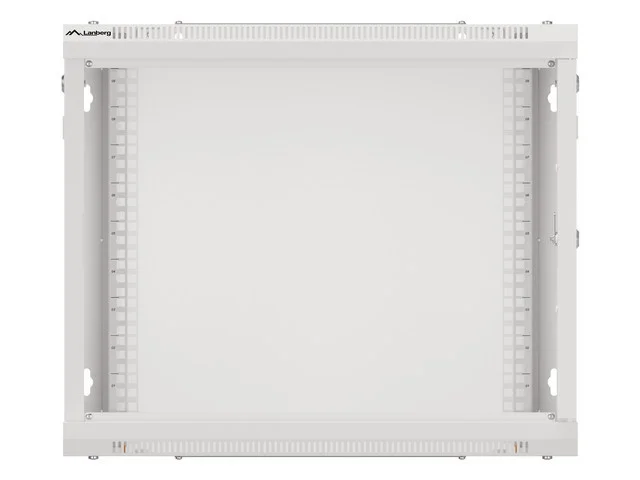 RACKOVÁ SKŘÍŇ 19" PRO MONTÁŽ NA STĚNU 9U/600X600 PRO VLASTNÍ MONTÁŽ S KOVOVÝMI DVEŘMI ŠEDÁ  (PLOCHÉ BALENÍ)
