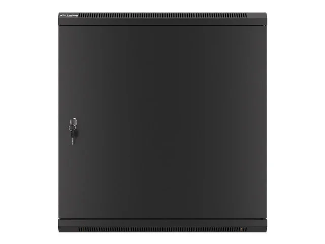 RACKOVÁ SKŘÍŇ 19" NÁSTĚNNÁ 12U/600X450 PRO VLASTNÍ MONTÁŽ S KOVOVÝMI DVEŘMI ČERNÁ  (PLOCHÉ BALENÍ)