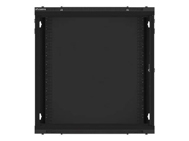 RACKOVÁ SKŘÍŇ 19" NÁSTĚNNÁ 12U/600X450 PRO VLASTNÍ MONTÁŽ S KOVOVÝMI DVEŘMI ČERNÁ  (PLOCHÉ BALENÍ)