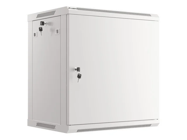 RACKOVÁ SKŘÍŇ 19" NÁSTĚNNÁ 12U/600X450 PRO VLASTNÍ MONTÁŽ S KOVOVÝMI DVEŘMI ŠEDÁ  (PLOCHÉ BALENÍ)