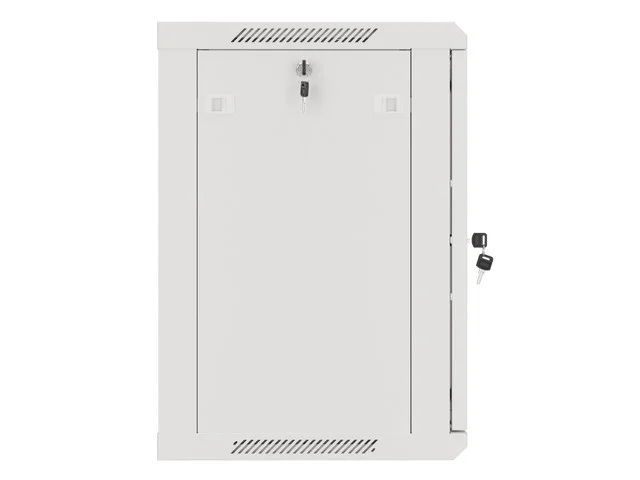 RACKOVÁ SKŘÍŇ 19" NÁSTĚNNÁ 12U/600X450 PRO VLASTNÍ MONTÁŽ S KOVOVÝMI DVEŘMI ŠEDÁ  (PLOCHÉ BALENÍ)