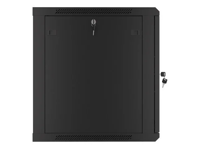 RACKOVÁ SKŘÍŇ 19" NÁSTĚNNÁ 12U/600X600 PRO VLASTNÍ MONTÁŽ S KOVOVÝMI DVEŘMI ČERNÁ  (PLOCHÉ BALENÍ)