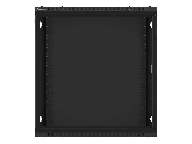 RACKOVÁ SKŘÍŇ 19" NÁSTĚNNÁ 12U/600X600 PRO VLASTNÍ MONTÁŽ S KOVOVÝMI DVEŘMI ČERNÁ  (PLOCHÉ BALENÍ)