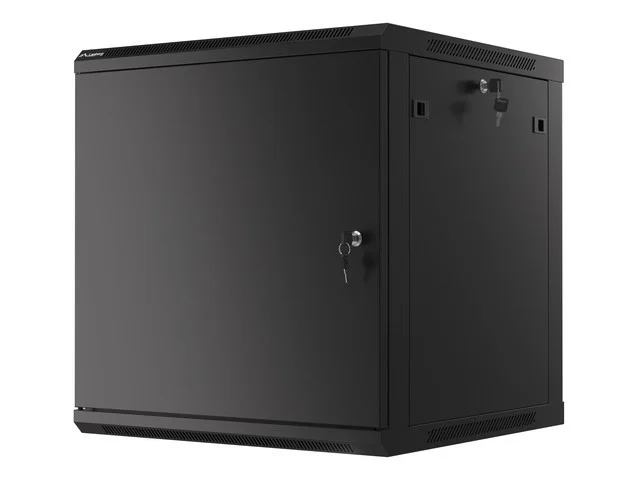 RACKOVÁ SKŘÍŇ 19" NÁSTĚNNÁ 12U/600X600 PRO VLASTNÍ MONTÁŽ S KOVOVÝMI DVEŘMI ČERNÁ  (PLOCHÉ BALENÍ)