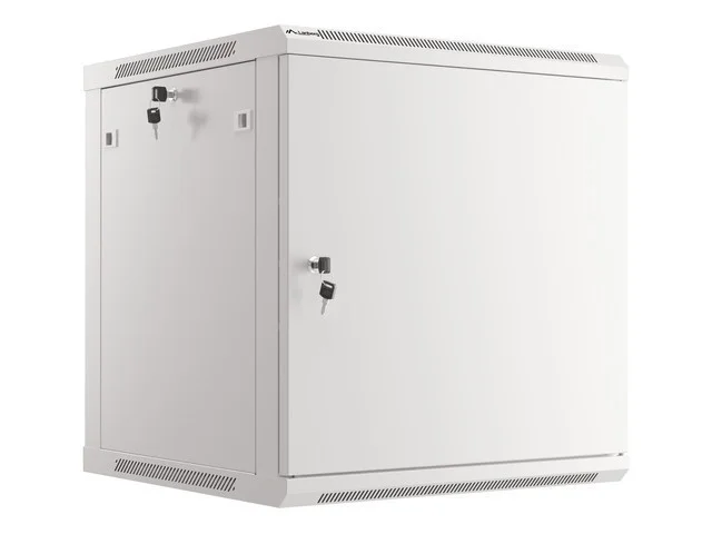 RACKOVÁ SKŘÍŇ 19" NÁSTĚNNÁ 12U/600X600 PRO VLASTNÍ MONTÁŽ S KOVOVÝMI DVEŘMI ŠEDÁ  (PLOCHÉ BALENÍ)