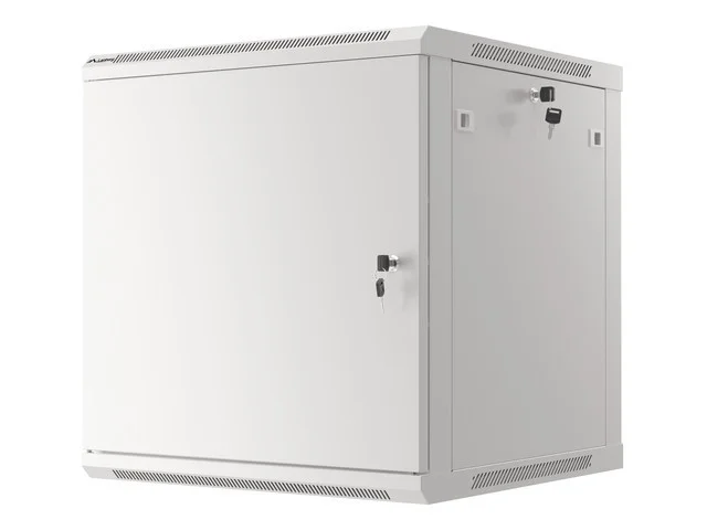 RACKOVÁ SKŘÍŇ 19" NÁSTĚNNÁ 12U/600X600 PRO VLASTNÍ MONTÁŽ S KOVOVÝMI DVEŘMI ŠEDÁ  (PLOCHÉ BALENÍ)
