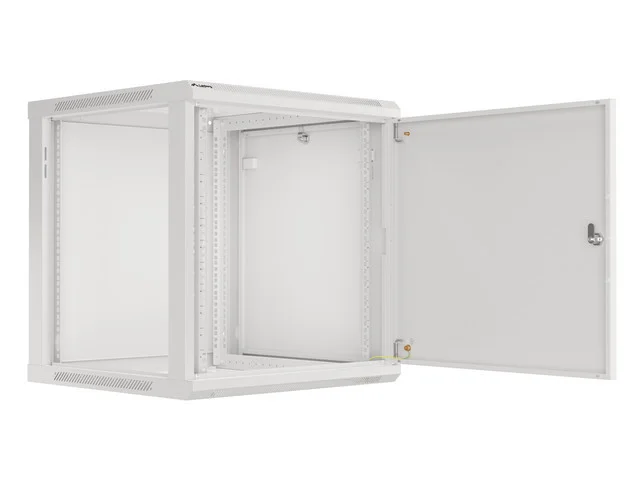 RACKOVÁ SKŘÍŇ 19" NÁSTĚNNÁ 12U/600X600 PRO VLASTNÍ MONTÁŽ S KOVOVÝMI DVEŘMI ŠEDÁ  (PLOCHÉ BALENÍ)