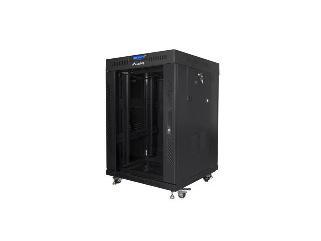 19" VOLNĚ STOJÍCÍ RACKOVÁ SKŘÍŇ 15U/600X600 (FLAT PACK) S PROSKLENÝMI DVEŘMI LCD ČERNÁ  V2