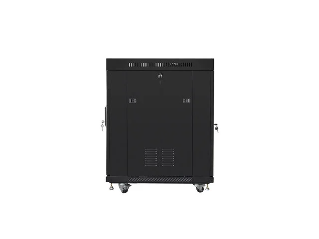 19" VOLNĚ STOJÍCÍ RACKOVÁ SKŘÍŇ 15U/600X800 (FLAT PACK) S PROSKLENÝMI DVEŘMI LCD ČERNÁ  V2