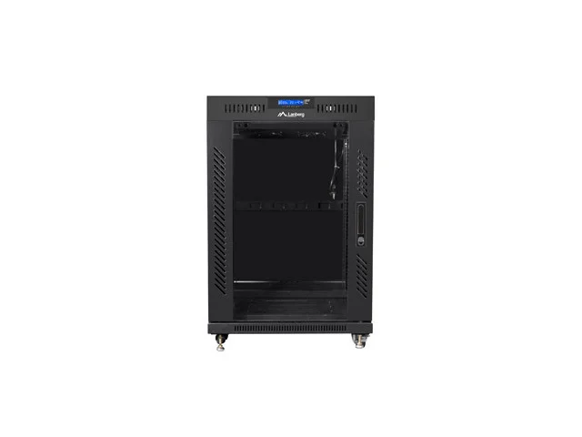 19" VOLNĚ STOJÍCÍ RACKOVÁ SKŘÍŇ 15U/600X800 (FLAT PACK) S PROSKLENÝMI DVEŘMI LCD ČERNÁ  V2