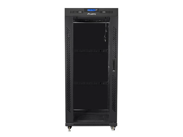 19" VOLNĚ STOJÍCÍ RACKOVÁ SKŘÍŇ 27U/600X600 (FLAT PACK) S PROSKLENÝMI DVEŘMI LCD ČERNÁ  V2
