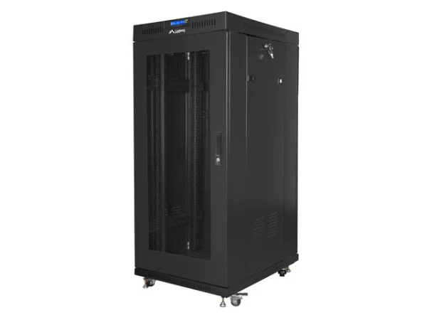 19" VOLNĚ STOJÍCÍ RACKOVÁ SKŘÍŇ 27U/600X800 (FLAT PACK) SE SÍŤOVÝMI DVEŘMI LCD ČERNÁ  V2