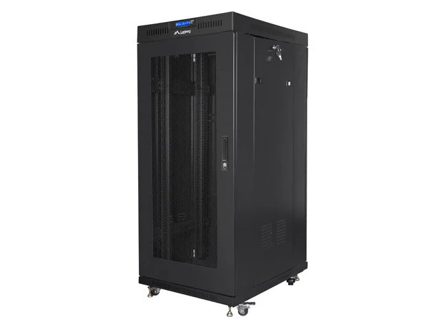 19" VOLNĚ STOJÍCÍ RACKOVÁ SKŘÍŇ 27U/600X800 (FLAT PACK) SE SÍŤOVÝMI DVEŘMI LCD ČERNÁ  V2