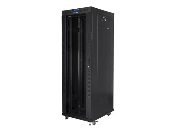 19" VOLNĚ STOJÍCÍ RACKOVÁ SKŘÍŇ 37U/600X800 (FLAT PACK) S PROSKLENÝMI DVEŘMI LCD ČERNÁ  V2