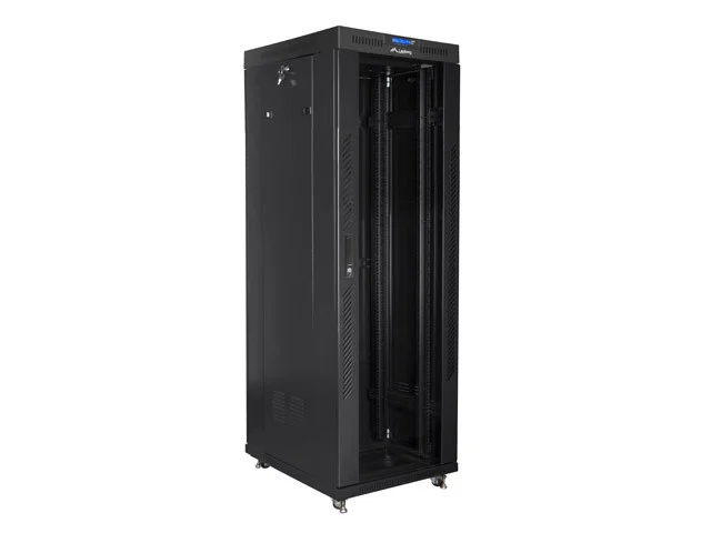 19" VOLNĚ STOJÍCÍ RACKOVÁ SKŘÍŇ 37U/600X800 (FLAT PACK) S PROSKLENÝMI DVEŘMI LCD ČERNÁ  V2