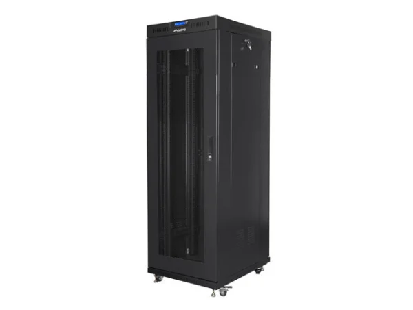 RACKOVÁ SKŘÍŇ 19" VOLNĚ STOJÍCÍ 37U/600X800 (FLAT PACK) S DVÍŘKY SE SÍŤKOU LCD ČERNÁ  V2